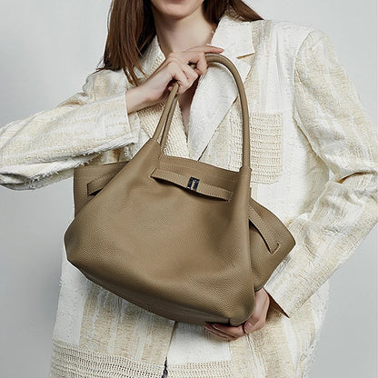 Hifashion Cowhide Genuine Leather Tote Shoulder Bags For Women 2025 Trend Designer Pleated Work Shopper Underarm Ladies Handbags