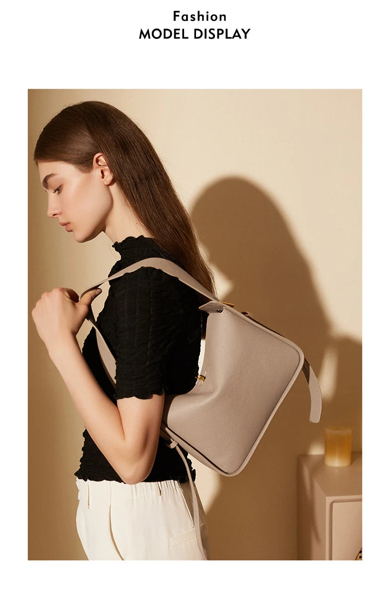 Hifashion Cowhide Genuine Leather Underarm Shoulder Bags For Women 2025 Luxury Designer Crossbody Purses Hobo Ladies Handbags