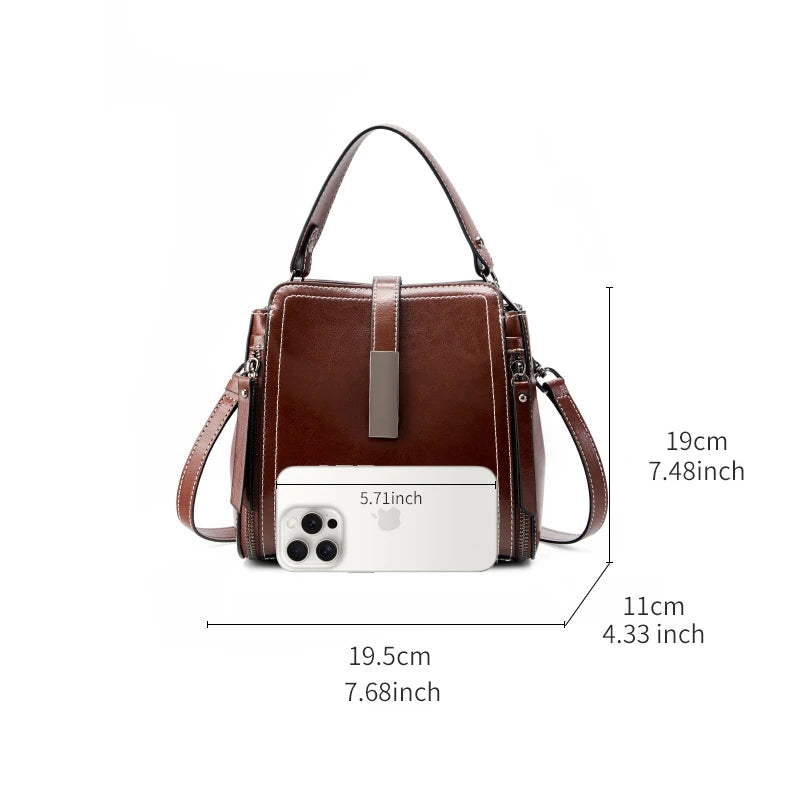 Hifashion Vintage Cow Genuine Leather Small Shoulder Bags For Women 2025 Luxury Designer Crossbody Purses Bucket Ladies Handbags