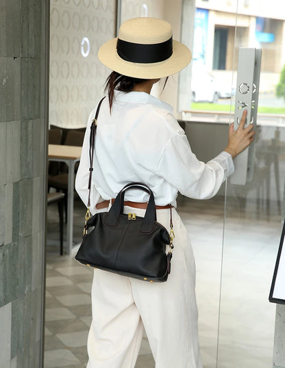 Hifashion 100% Cowhide Genuine Leather Handbags For Women 2025 Trend Designer Wide Strap Pillow Ladies Shoulder Crossbody Bags