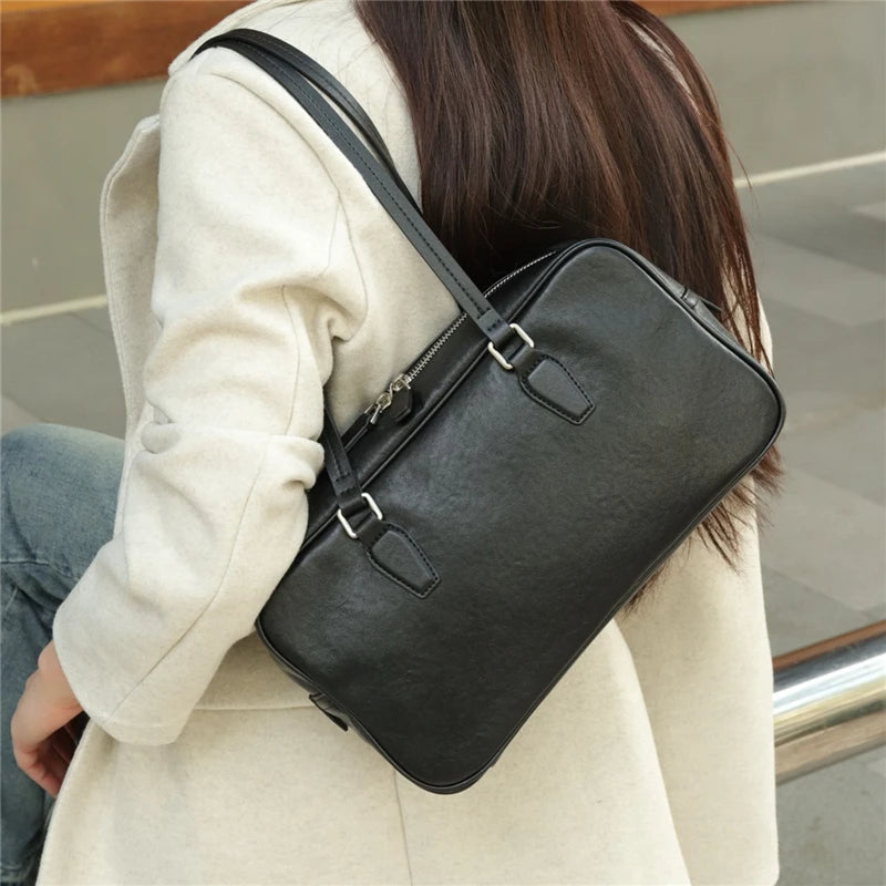 Hifashion Cowhide Genuine Leather Shoulder Bags For Women 2025 Trend Designer Large Capacity Work Satchel Tote Ladies Handbags
