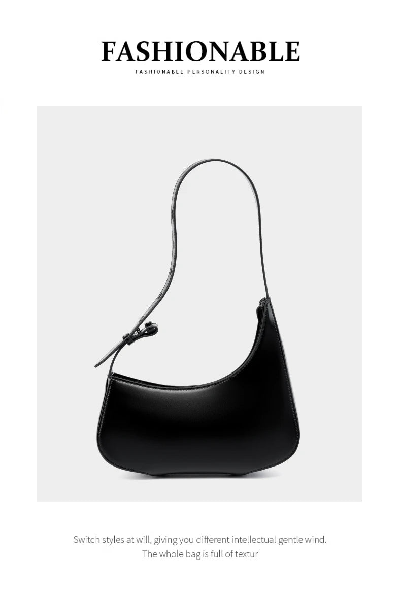 Hifashion Minimalist Genuine Leather Crescent Underarm Shoulder Bags For Women 2025 Luxury Designer Half Moon Ladies Handbags