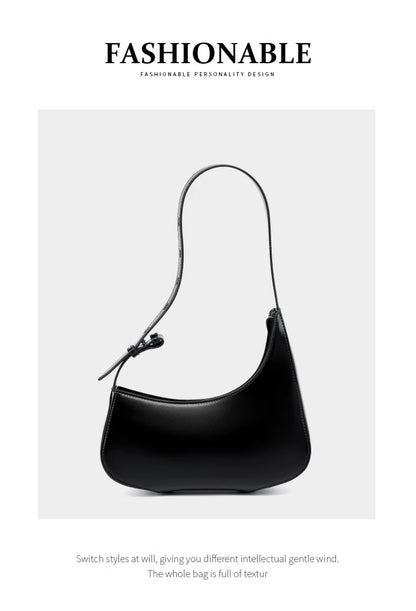 Hifashion Minimalist Genuine Leather Crescent Underarm Shoulder Bags For Women 2025 Luxury Designer Half Moon Ladies Handbags