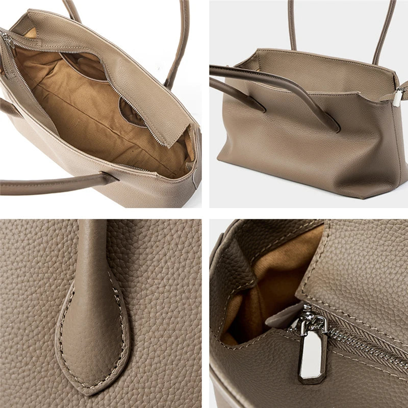 Hifashion Cowhide Genuine Leather Large Underarm Shoulder Bags For Women 2025 Luxury Designer Shopping Tote Work Ladies Handbags