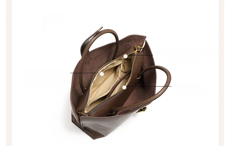 Hifashion Stylish Genuine Leather Handbags For Women 2025 Trend Designer Commuting Shoulder Bags Crossbody Tote Ladies Handbags