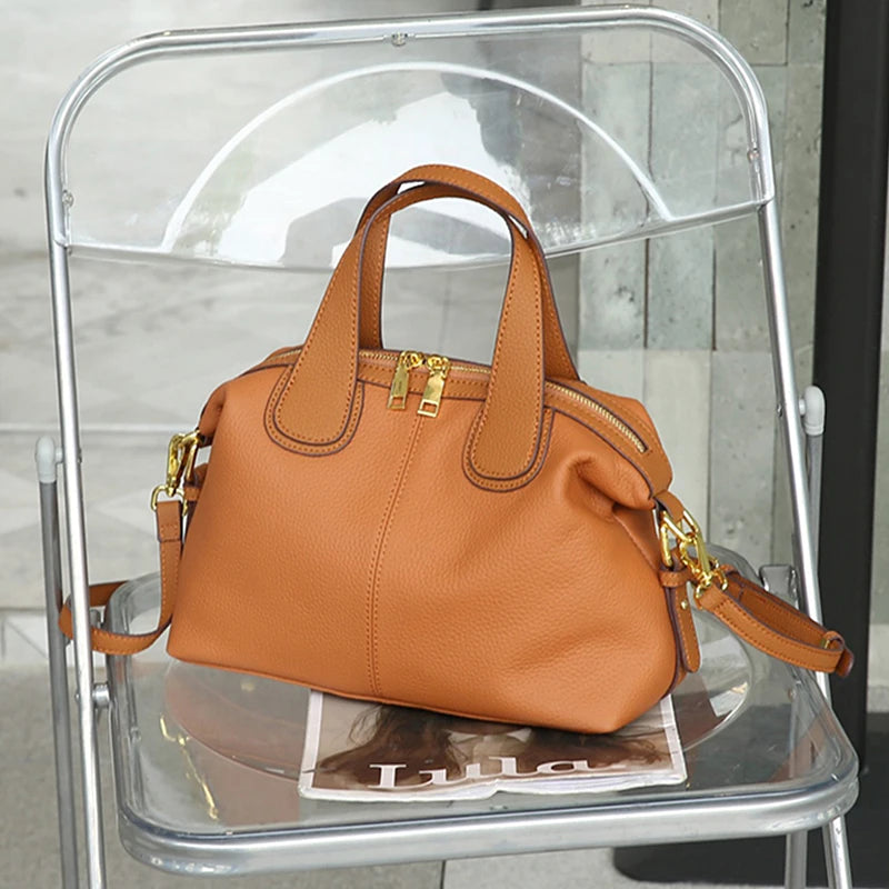 Hifashion 100% Cowhide Genuine Leather Handbags For Women 2025 Trend Designer Wide Strap Pillow Ladies Shoulder Crossbody Bags