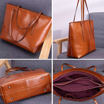 Hifashion Cowhide Genuine Leather Large Tote Bags For Women 2025 Trend Designer A4 Shoulder Bags Laptop Shopper Ladies Handbags