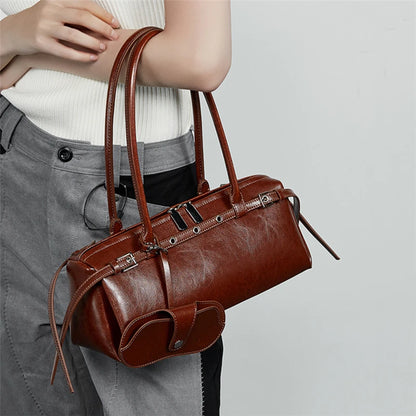 Hifashion Motorcycle Style Genuine Leather Underarm Shoulder Bags For Women 2025 Trend Designer Sling Purse Tote Ladies Handbags
