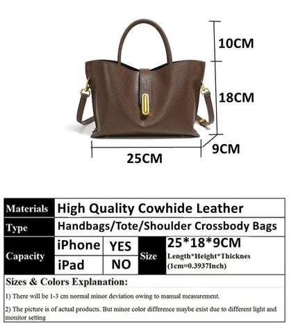 Hifashion Stylish Genuine Leather Handbags For Women 2025 Trend Designer Commuting Shoulder Bags Crossbody Tote Ladies Handbags