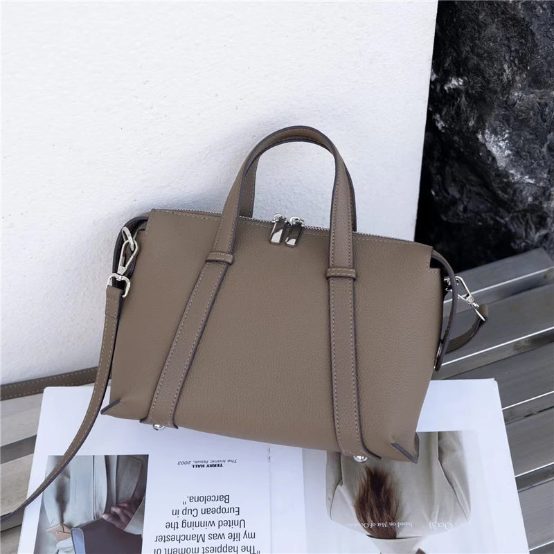 Hifashion Retro Genuine Leather Pillow Shoulder Bags For Women 2025 Trend Designer Crossbody Purses Boston Tote Ladies Handbags