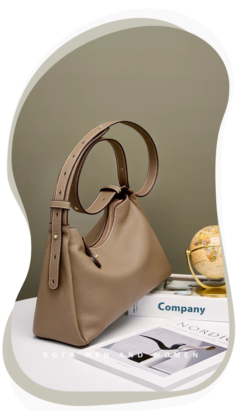 Hifashion 100% Genuine Leather Crescent Shoulder Crossbody Bags For Women 2025 Luxury Designer Top Handle Purses Ladies Handbags