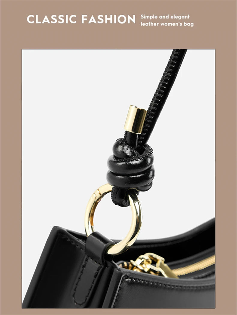 Hifashion Cowhide Genuine Leather Underarm Shoulder Bags For Women 2025 Luxury Designer Evening Party Purse Work Ladies Handbags