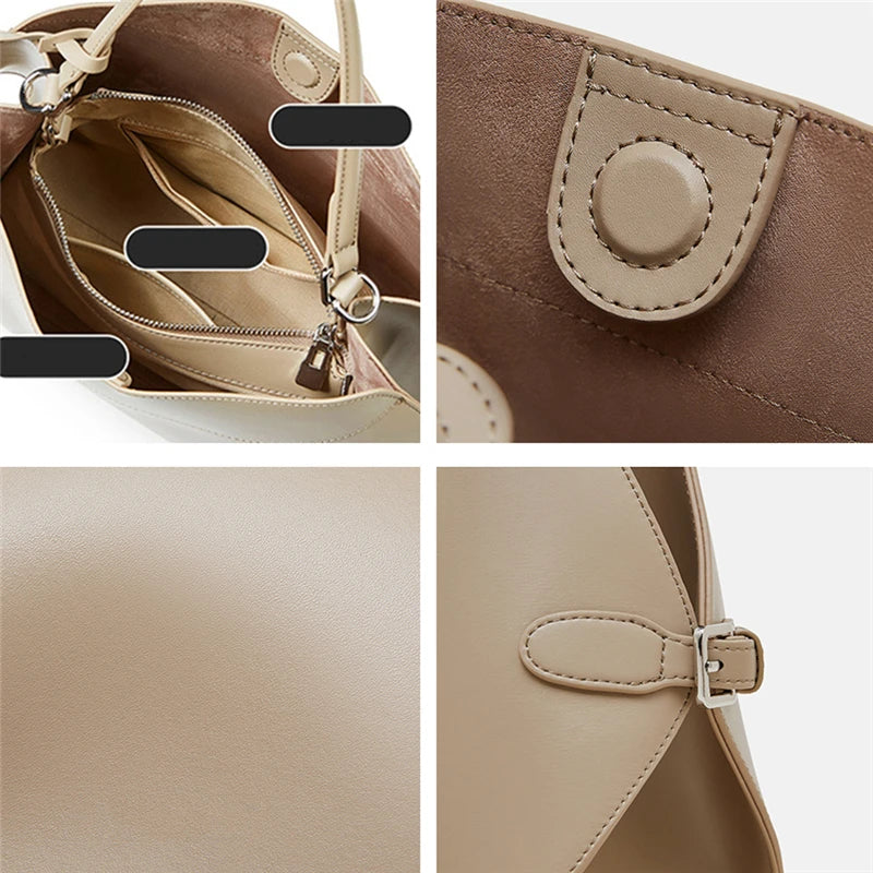 Hifashion Cowhide Genuine Leather Tote Handbags For Women 2025 Luxury Designer Crescent Office Ladies Shoulder Crossbody Bags