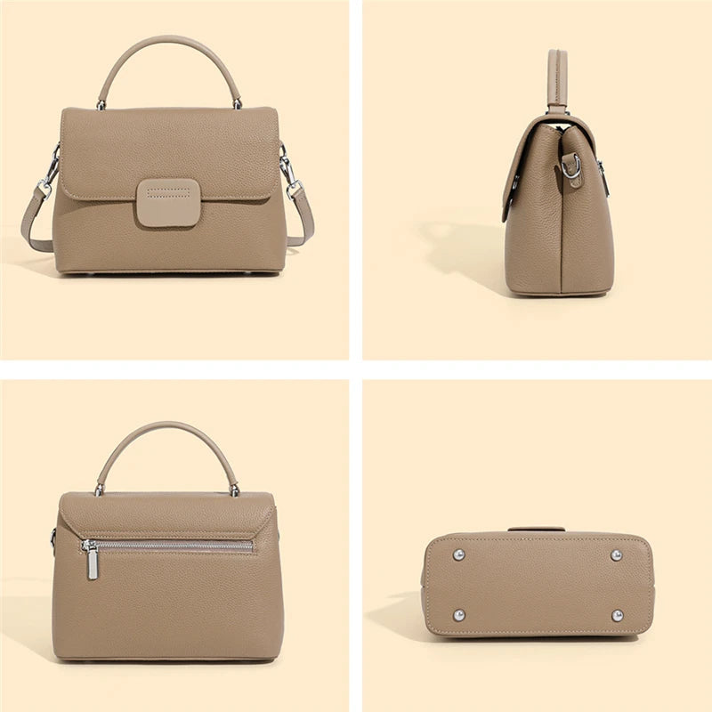 Hifashion Classic Cowhide Genuine Leather Tote Handbags For Women 2025 Trend Designer Wide Strap Ladies Shoulder Crossbody Bags
