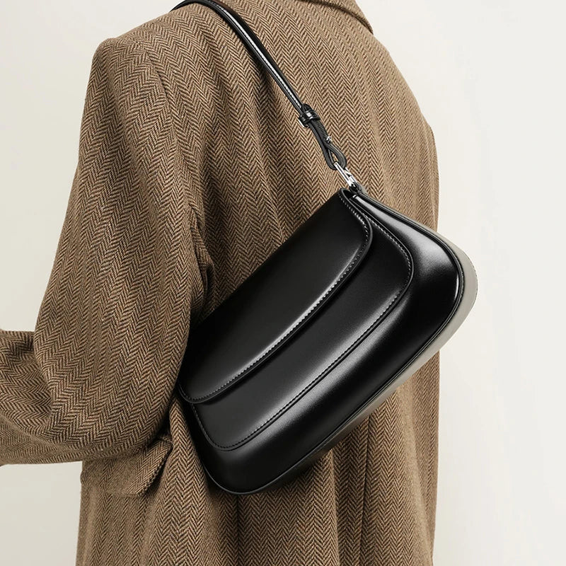 Hifashion Luxury Genuine Leather Underarm Shoulder Bags For Women 2025 Trend Designer Crossbody Purses  Saddle Ladies Handbags