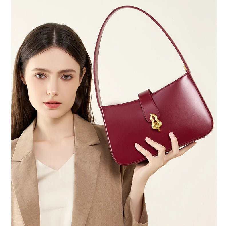 Hifashion Cowhide Genuine Leather Underarm Shoulder Bags For Women 2025 Luxury Designer Half Moon Purse Crescent Ladies Handbags