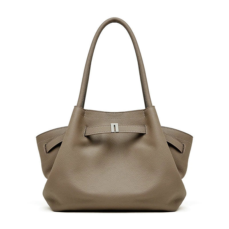 Hifashion Cowhide Genuine Leather Tote Shoulder Bags For Women 2025 Trend Designer Pleated Work Shopper Underarm Ladies Handbags