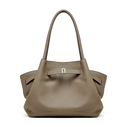 Hifashion Cowhide Genuine Leather Tote Shoulder Bags For Women 2025 Trend Designer Pleated Work Shopper Underarm Ladies Handbags