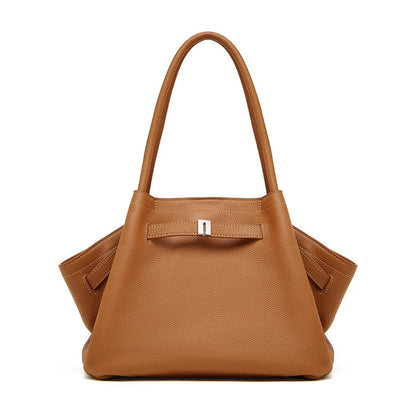 Hifashion Cowhide Genuine Leather Tote Shoulder Bags For Women 2025 Trend Designer Pleated Work Shopper Underarm Ladies Handbags