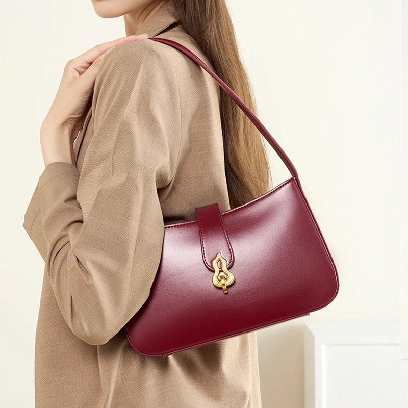 Hifashion Cowhide Genuine Leather Underarm Shoulder Bags For Women 2025 Luxury Designer Half Moon Purse Crescent Ladies Handbags