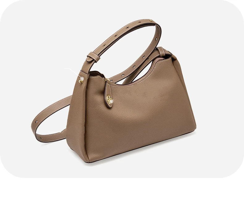 Hifashion 100% Genuine Leather Crescent Shoulder Crossbody Bags For Women 2025 Luxury Designer Top Handle Purses Ladies Handbags