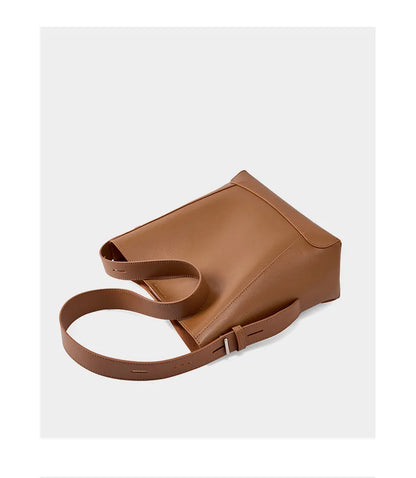 Hifashion Trendy Cow Genuine Leather Bucket Shoulder Bags For Women 2025 Luxury Designer Shopping Work Crossbody Ladies Handbags