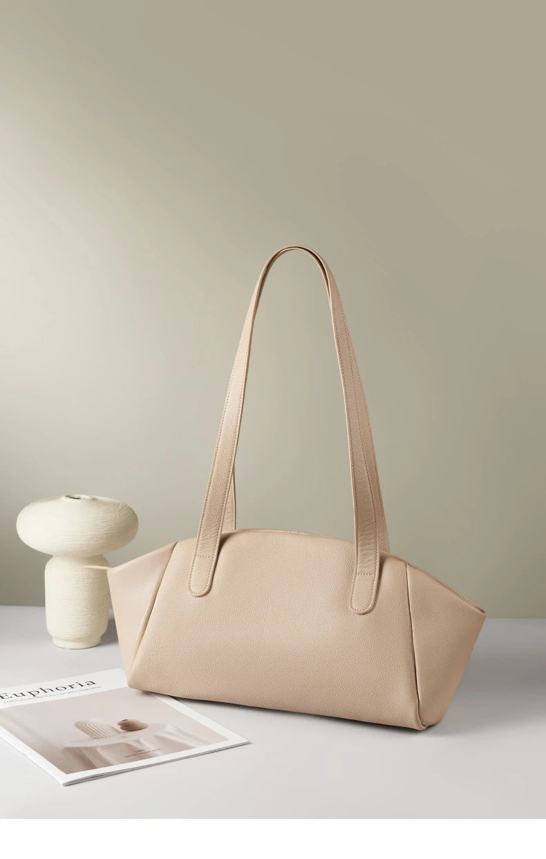 Hifashion 100% Real Genuine Leather Large Tote Shoulder Bags For Women 2025 Luxury Designer Trapeze Shopper Work Ladies Handbags