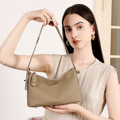Hifashion Cowhide Genuine Leather Underarm Shoulder Bags For Women New 2025 Trend Designer Crossbody Purses Work Ladies Handbags