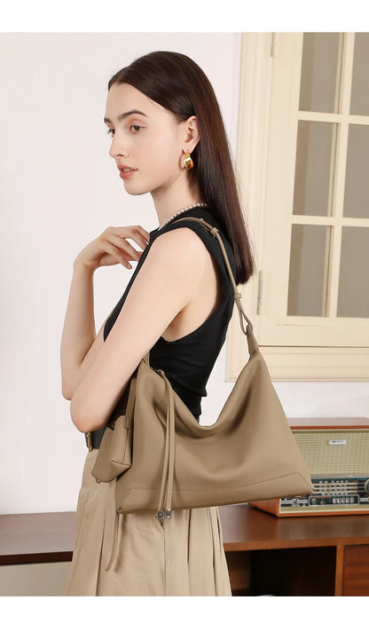 Hifashion Cowhide Genuine Leather Crescent Hobo Bags 2025 Trend Designer Commuting Shoulder Crossbody Bags Soft Ladies Handbags