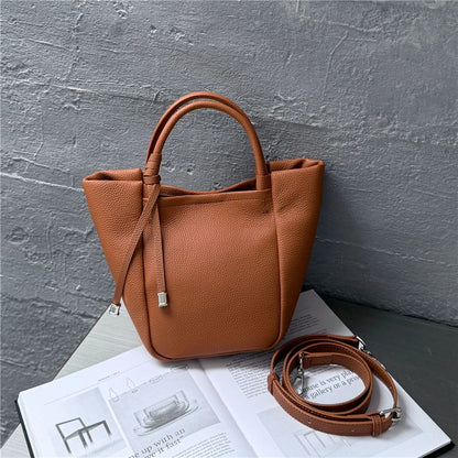 Hifashion Stylish Genuine Leather Tote Shoulder Bags For Women 2025 Trend Designer Basket Shopper Work Crossbody Ladies Handbags