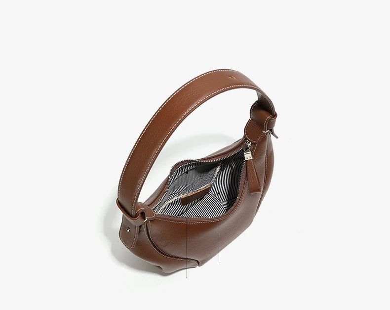Hifashion Cowhide Genuine Leather Half Moon Crossbody Shoulder Bags For Women 2025 Trend Designer Hobo Underarm Ladies Handbags