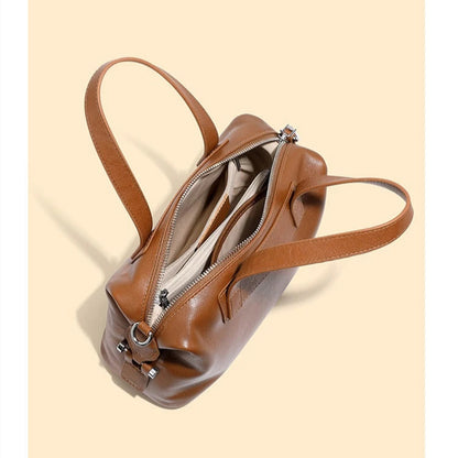 Hifashion Vintage Cow Genuine Leather Pillow Tote Handbags For Women 2025 Trend Designer Boston Ladies Shoulder Crossbody Bags