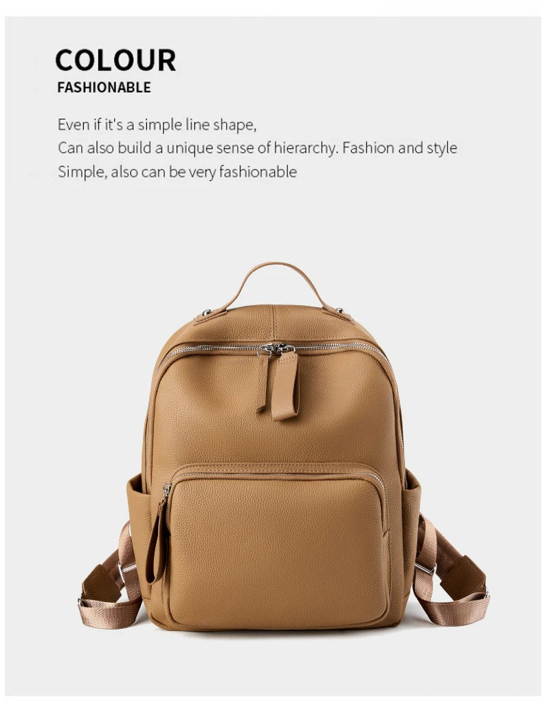 Hifashion 100% Cowhide Genuine Leather Backpack For Women 2025 Trend Designer Soft Travel Work Daypack Teenage Girls School Bags