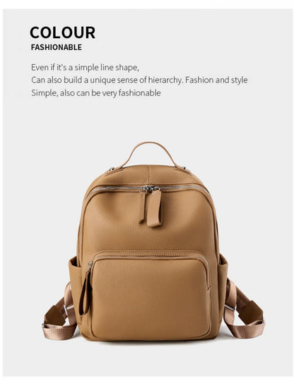 Hifashion 100% Cowhide Genuine Leather Backpack For Women 2025 Trend Designer Soft Travel Work Daypack Teenage Girls School Bags