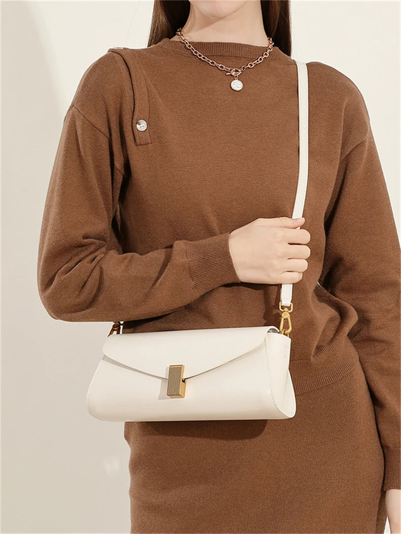 Hifashion Elegant Genuine Leather Underarm Shoulder Bags For Women 2025 Luxury Designer Crossbody Purses Square Ladies Handbags