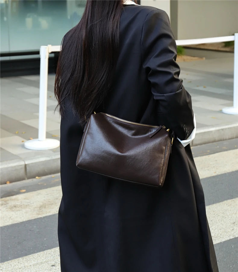Hifashion 100% Genuine Leather Underarm Shoulder Bags For Women 2025 Trend Designer Crossbody Hobos Top Handle Ladies Handbags