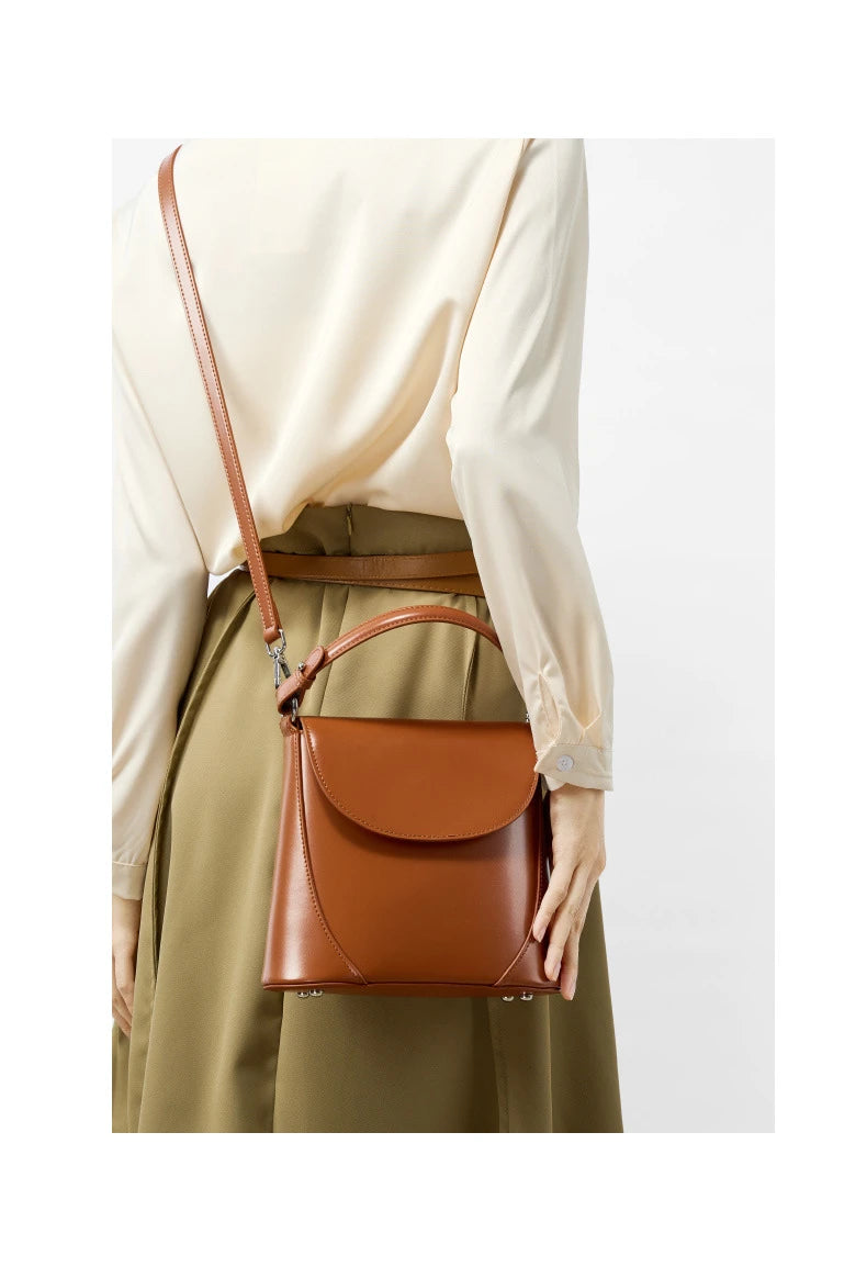 Hifashion Luxury Genuine Leather Bucket Small Shoulder Crossbody Bags For Women 2025 Trend Designer Short Handle Tote Handbags