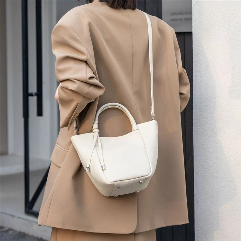 Hifashion Stylish Genuine Leather Tote Shoulder Bags For Women 2025 Trend Designer Basket Shopper Work Crossbody Ladies Handbags