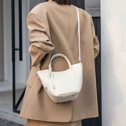 Hifashion Stylish Genuine Leather Tote Shoulder Bags For Women 2025 Trend Designer Basket Shopper Work Crossbody Ladies Handbags