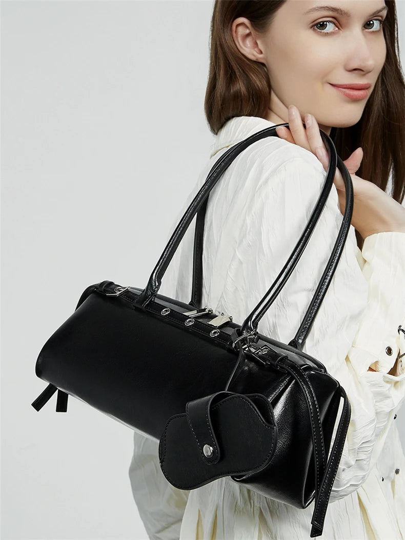 Hifashion Motorcycle Style Genuine Leather Underarm Shoulder Bags For Women 2025 Trend Designer Sling Purse Tote Ladies Handbags