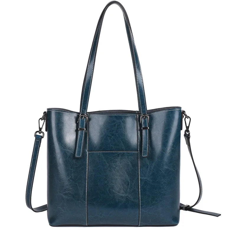 Hifashion Vintage Cow Genuine Leather Large Tote Bags For Women 2025 Luxury Designer Shopping Shoulder Bags Work Ladies Handbags