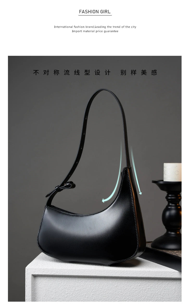 Hifashion Minimalist Genuine Leather Crescent Underarm Shoulder Bags For Women 2025 Luxury Designer Half Moon Ladies Handbags