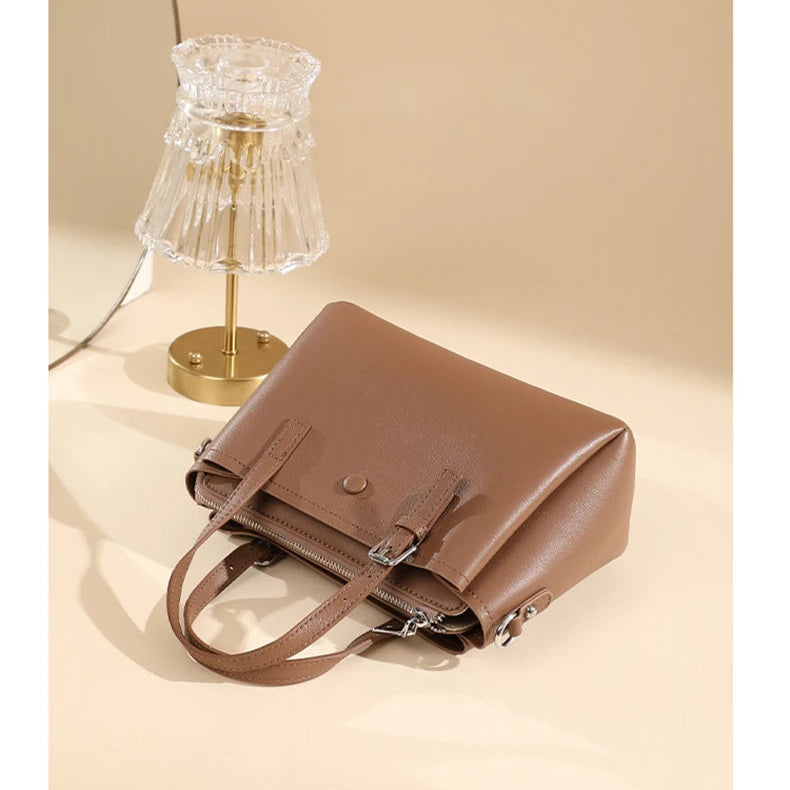 Hifashion 3 Layers Genuine Leather Shoulder Bags For Women 2025 Luxury Designer Crossbody Satchel Commuting Tote Ladies Handbags