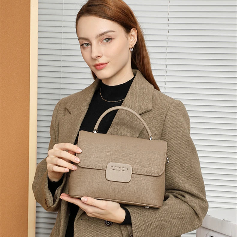 Hifashion Classic Cowhide Genuine Leather Tote Handbags For Women 2025 Trend Designer Wide Strap Ladies Shoulder Crossbody Bags
