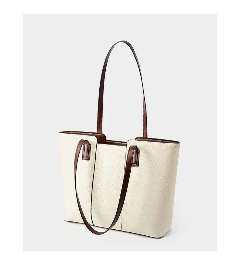 Hifashion Cowhide Genuine Leather Large Shoulder Bags For Women 2025 Luxury Designer Shopper Work Tote Commuter Ladies Handbags