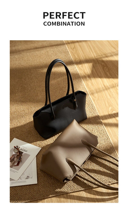 Hifashion Cowhide Genuine Leather Large Underarm Shoulder Bags For Women 2025 Luxury Designer Shopping Tote Work Ladies Handbags