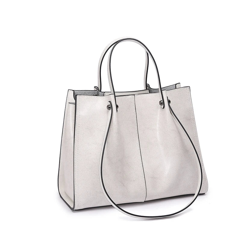 Hifashion Vintage Genuine Leather Large Shoulder Tote Bags For Women 2025 Trend Designer Oil Wax Shopper Office Ladies Handbags
