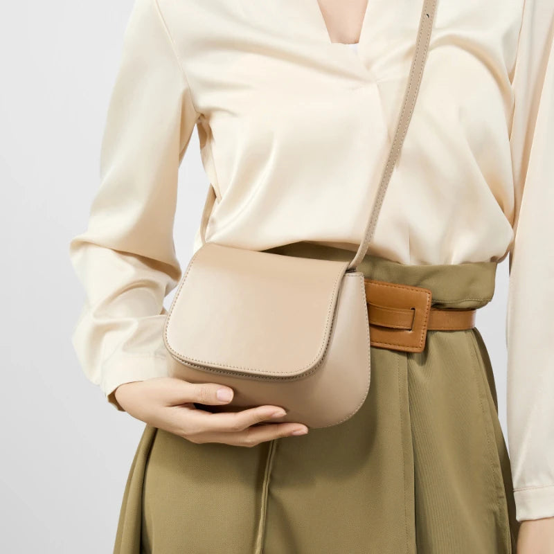 Hifashion Classic Genuine Leather Saddle Small Shoulder Bags For Women 2025 Luxury Designer Crossbody Purses Cow Ladies Handbags