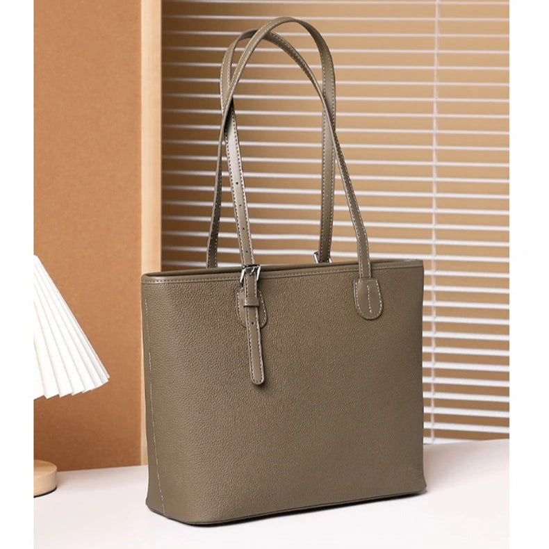 Hifashion Cowhide Genuine Leather Large Tote Bags For Women 2025 Luxury Designer Shopping Shoulder Bags A4 Work Ladies Handbags
