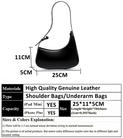 Hifashion Minimalist Genuine Leather Crescent Underarm Shoulder Bags For Women 2025 Luxury Designer Half Moon Ladies Handbags